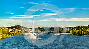 Fountain on the Mondego river in Coimbra, Portugal