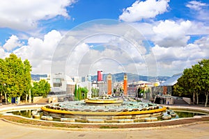 Fountain of Montjuic and Plaza de EspaÃ±a.