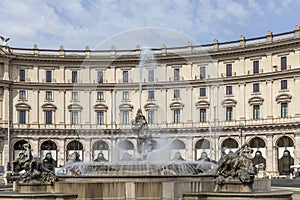 Fountain of the Naiads located at the centre of the Piazza della Repubblica on the Viminal Hill in Rome, Italy