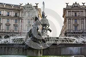Fountain of the Naiads in Repubblica square of Rome, Italy