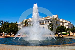 Fountain and Natural History Museum in Balboa Park