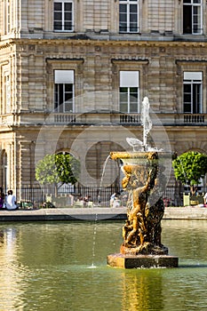 Fountain near the Luxembourg Palace in the Luxembourg Gardens. P