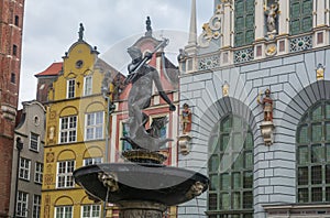 Fountain of Neptun in Gdansk , Poland.