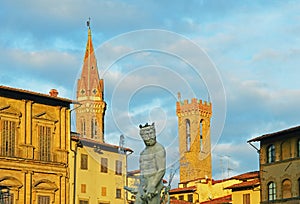 Fountain of Neptune 1565 Ñ€Ð¾ÐºÑƒ in square Signoria in Florence