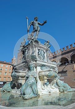 Fountain of Neptune in Bologna, Italy