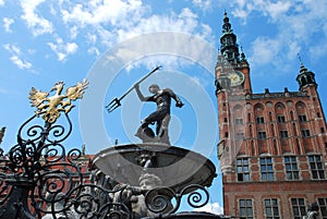 Fountain of the Neptune in Gdansk ( Poland ) photo