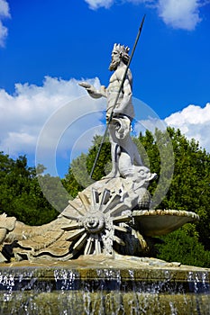 The fountain of Neptune in Madrid, Spain