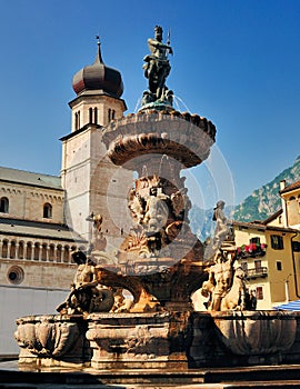 Fountain of Neptune and Duomo, Trento photo