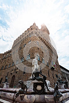 Fountain of Neptune in Piazza della Signoria in Florence, Italy