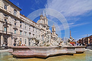 The Fountain of Neptune on Piazza Navona in Rome, Italy
