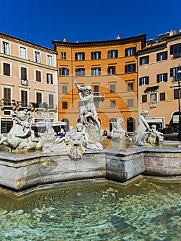 Fountain of Neptune at Piazza Navona in Rome, Italy