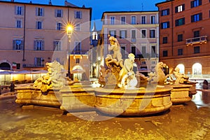 Fountain of Neptune on Piazza Navona, Rome, Italy.