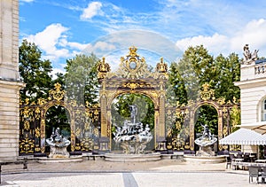 The fountain of Neptune on the Stanislas square in Nancy, France