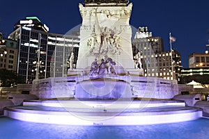 Fountain at night, Saints and Sailors monument, Indianapolis, In