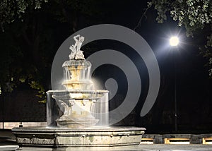 Fountain at night.