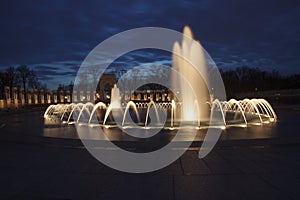 Fountain at Night World War II Memorial DC
