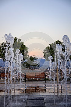 Fountain on the observation deck in the city of Manavgat, Turkey