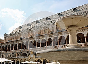 Fountain and the Palace in the city of Padua Italy called Palazz