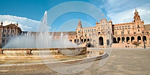 Fountain And Palace Of Plaza De Espana In Seville Spain