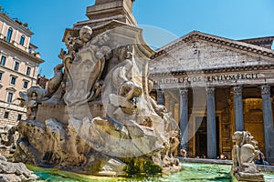 The Fountain of the Pantheon in Rome, Italy