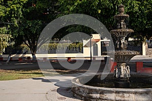 Fountain in a park on the boardwalk MalecÃ³n of Ajijic, Jalisco, Mexico