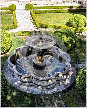 Fountain in the park of Bussaco Hotel, Portugal