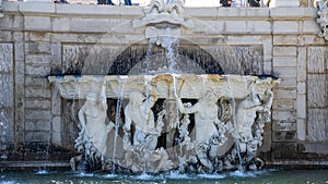 fountain in the park of castle Belvedere in Vienna