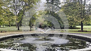 Fountain in the park near the castle Duchcov. Czech Republic