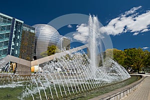 Fountain at park near Nagoya science museum