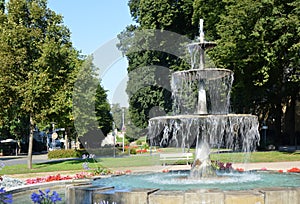 Fountain in Park in the Resort Bad Pyrmont, Lower Saxony