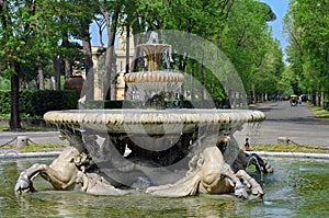 Fountain in the park - Rome, landmark attraction in Italy
