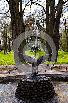 Fountain in the park in Zagare manor, Lithuania
