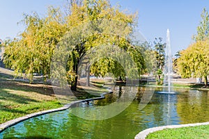 Fountain at Parque Infante Dom Pedro park in Aveiro, Portug
