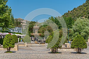 Fountain at Paseo de los Tristes in Granada, Spain photo