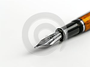 A fountain pen with a black ink cartridge