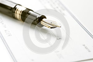 Fountain Pen on Blank Check