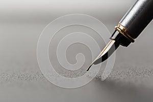 Fountain pen with clipping path on dark background