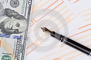 Fountain Pen on empty Remittance slip