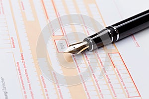 Fountain Pen on empty Remittance slip