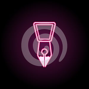 Fountain pen nib neon icon. Simple thin line, outline vector of education icons for ui and ux, website or mobile application