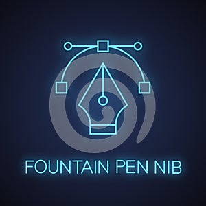 Fountain pen nib neon light icon