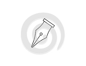 Fountain pen nib, signature icon. Vector illustration.