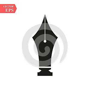 Fountain pen nib or tip for writing flat vector icon for apps and websites