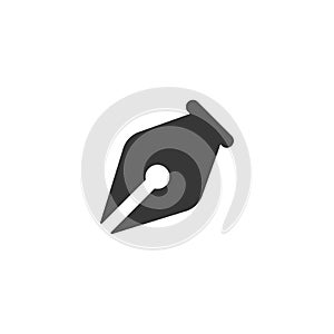 Fountain pen nib tool flat icon. Vector glyph illustration