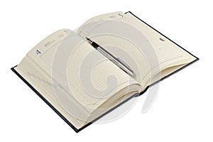 Fountain pen on opened diary