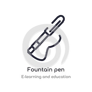 fountain pen outline icon. isolated line vector illustration from e-learning and education collection. editable thin stroke