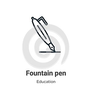 Fountain pen outline vector icon. Thin line black fountain pen icon, flat vector simple element illustration from editable