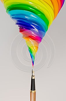 Fountain Pen And Rainbow Ink Plume