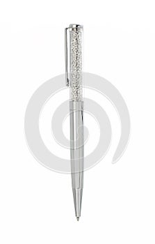 Fountain pen on a white background, silver