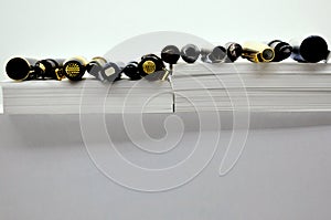 Fountain pens in row